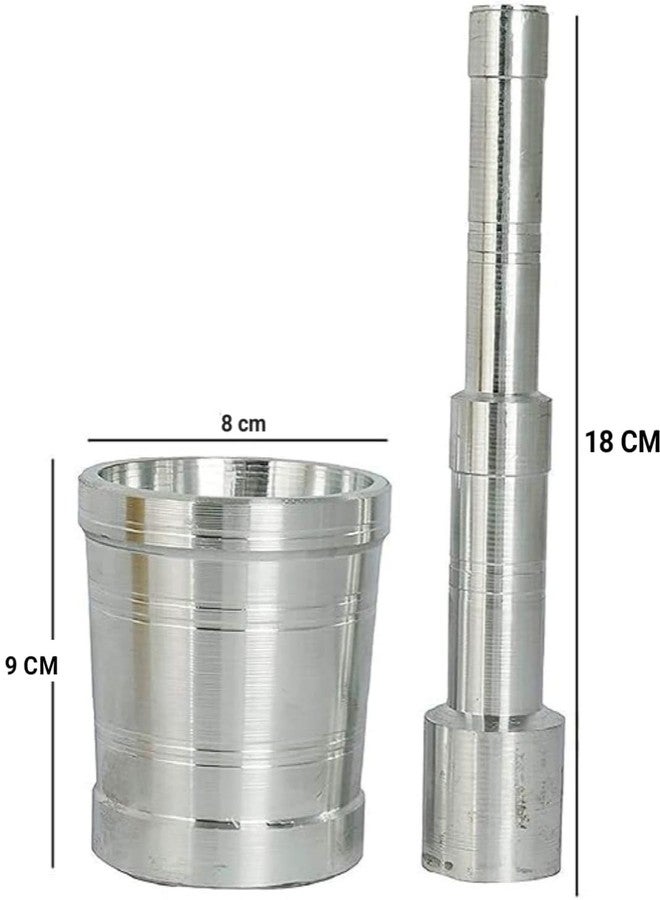 EvoFlex Aluminium Mortar and Pestle Set, 18 cm Height, Weight 0.44 Kg Corrosion Resistant, Ginger, Garlic, Herb, Spice Hand Grinder for Kitchen. - Image 2